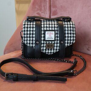 Harris Tweed Purse, black and white, cross body or handbag, plaid